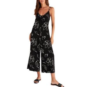 Z Supply Summerland Black and White Leaf abstract Jumpsuit M